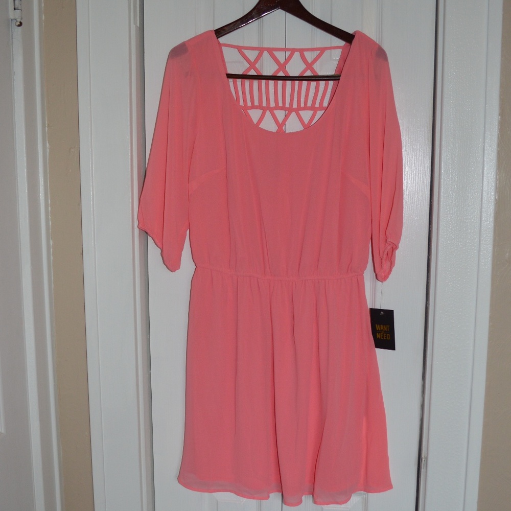 Nordstrom Pink Lattice Back Dress